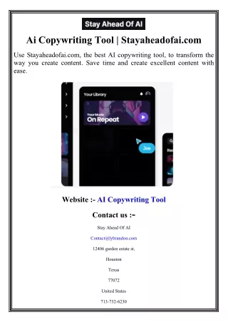 Ai Copywriting Tool    Stayaheadofai.com