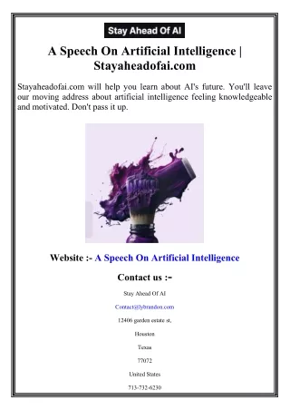 A Speech On Artificial Intelligence   Stayaheadofai.com