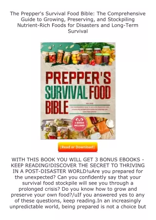 ✔️READ ❤️Online The Prepper's Survival Food Bible: The Comprehensive Guide