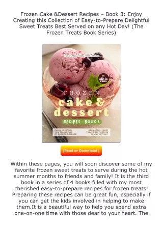 Download⚡ Frozen Cake & Dessert Recipes – Book 3: Enjoy Creating this Colle