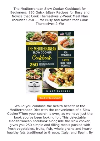 download⚡️ free (✔️pdf✔️) The Mediterranean Slow Cooker Cookbook for Beginn