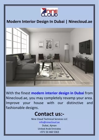 Modern Interior Design In Dubai  Ninecloud.ae