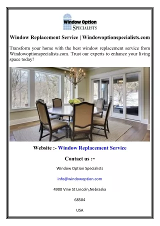 Window Replacement Service   Windowoptionspecialists.com