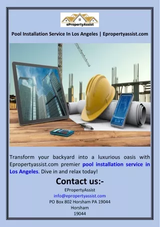 Pool Installation Service In Los Angeles  Epropertyassist.com