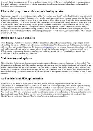Starter’s Tutorial to Site Building: Master the Basic Operations and Necessary A