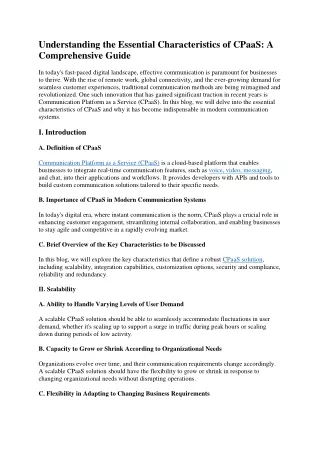 Understanding the Essential Characteristics of CPaaS: A Comprehensive Guide