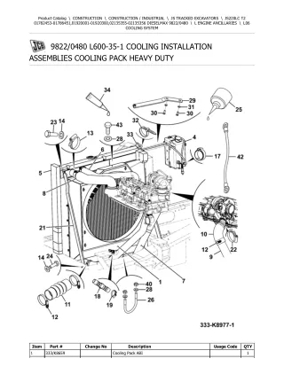 JCB JS220LC T2 DIESELMAX TRACKED EXCAVATOR Parts Catalogue Manual (Serial Number 01920001-01920300)