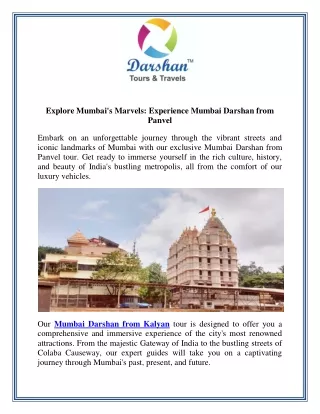 Explore Mumbai's Marvels Experience Mumbai Darshan from Panvel