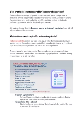 What are the documents required for Trademark Registration