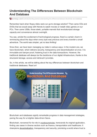 Understanding The Differences Between Blockchain And Database - TechDogs