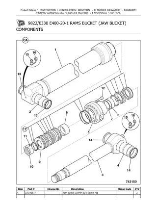 JCB JS260NXD T4 TRACKED EXCAVATOR Parts Catalogue Manual (Serial Number 02160375-02161375)