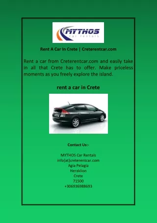 Rent A Car In Crete Creterentcar com