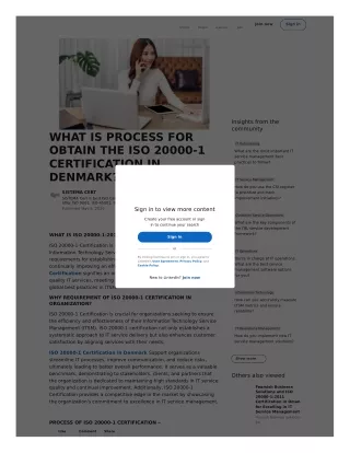 WHAT IS PROCESS FOR OBTAIN THE ISO 20000-1 CERTIFICATION IN DENMARK?