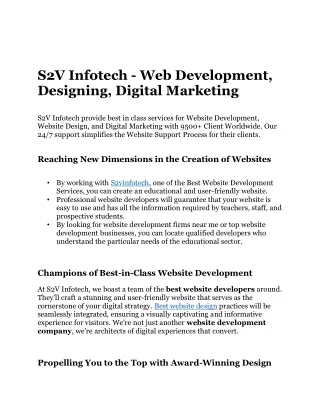 S2V Infotech - Web Development, Designing, Digital Marketing