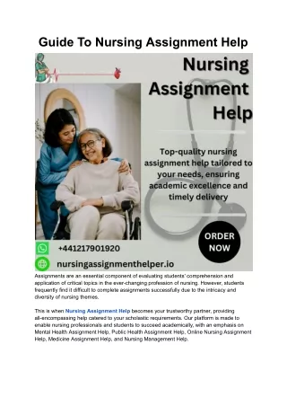 Guide To Nursing Assignment Help