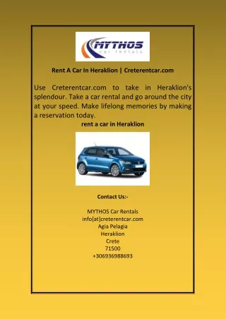 Rent A Car In Heraklion  Creterentcar com