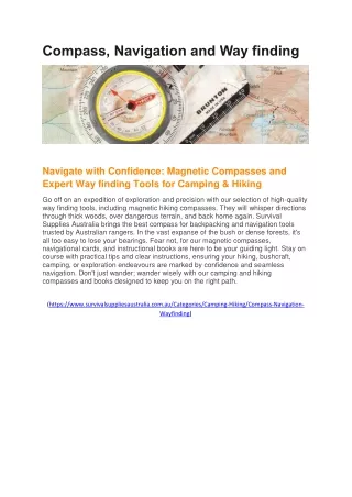 Compass, Navigation and Wayfinding