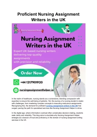 Proficient Nursing Assignment Writers in the UK