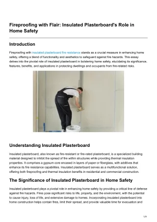 Fireproofing with Flair Insulated Plasterboards Role in Home Safety