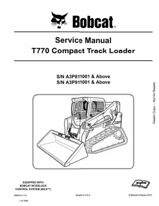 BOBCAT T770 COMPACT TRACK LOADER Service Repair Manual Instant Download (SN A3P811001 AND Above)