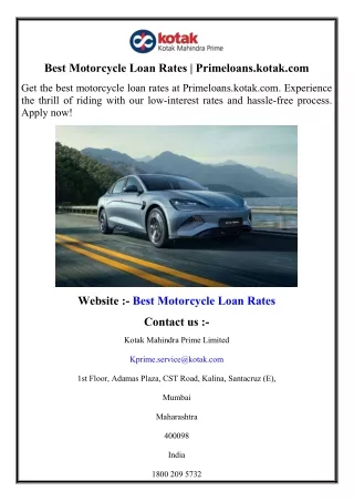 Best Motorcycle Loan Rates   Primeloans.kotak.com