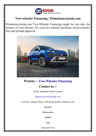 Two-wheeler Financing   Primeloans.kotak.com