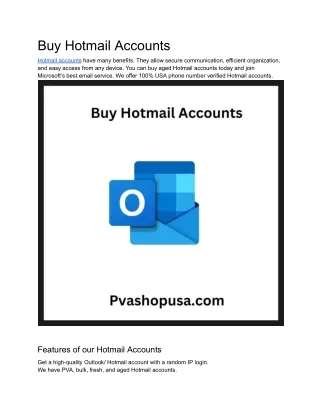 Buy Hotmail Accounts