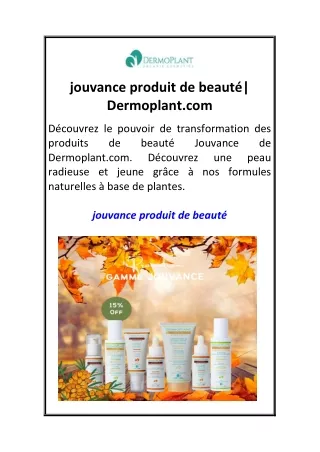 jouvance produit de beauté Dermoplant.com