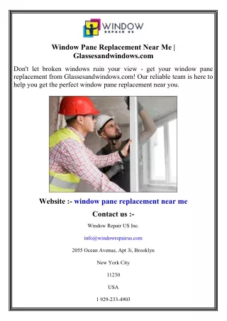 Window Pane Replacement Near Me   Glassesandwindows.com