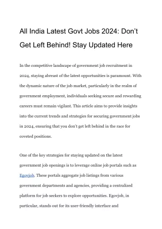 All India Latest Govt Jobs 2024_ Don’t Get Left Behind