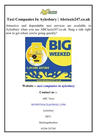 Taxi Companies In Aylesbury Abctaxis247.co.uk