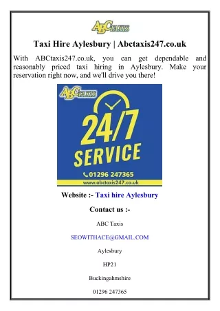 Taxi Hire Aylesbury  Abctaxis247.co.uk