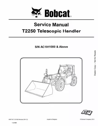 BOBCAT T2250 TELESCOPIC HANDLER Service Repair Manual Instant Download (SN AC1911000 and Above)