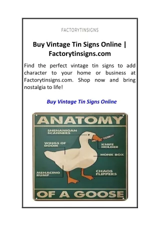 Buy Vintage Tin Signs Online  Factorytinsigns.com