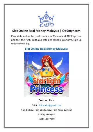 Slot Online Real Money Malaysia | Ob9myr.com