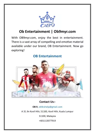 Ob Entertainment | Ob9myr.com