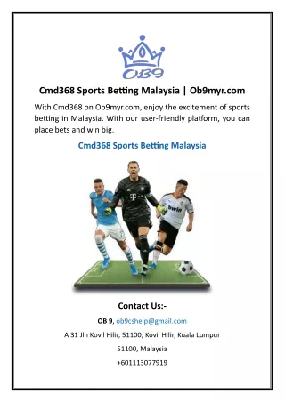 Cmd368 Sports Betting Malaysia | Ob9myr.com