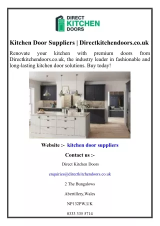 Kitchen Door Suppliers  Directkitchendoors.co.uk