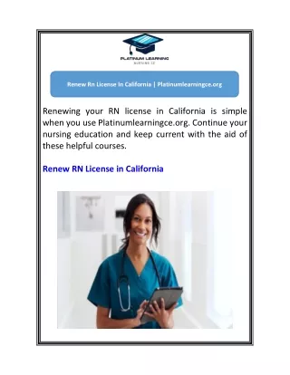 Renew Rn License In California  Platinumlearningce.org