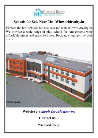 Schools for Sale Near Me  Winworldrealty.in