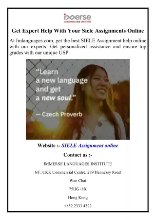 Get Expert Help With Your Siele Assignments Online