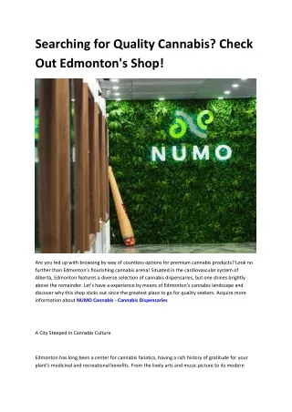NUMO Cannabis - Edmonton's Cannabis Destination