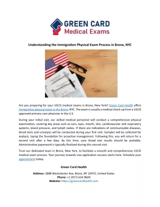 Understanding the Immigration Physical Exam Process in Bronx