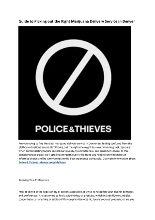 Police & Thieves - marijuana delivery denver