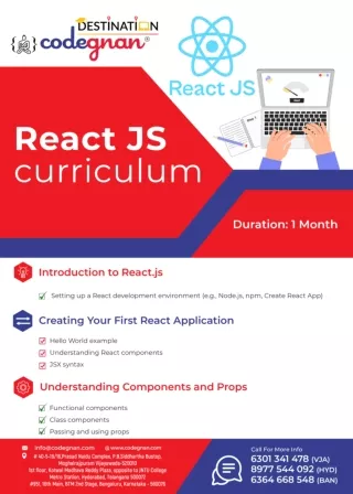 Codegnan, React JS Training course in Vijayawada