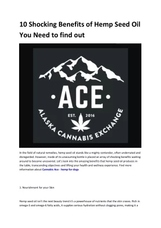 Cannabis Ace - hemp for dogs