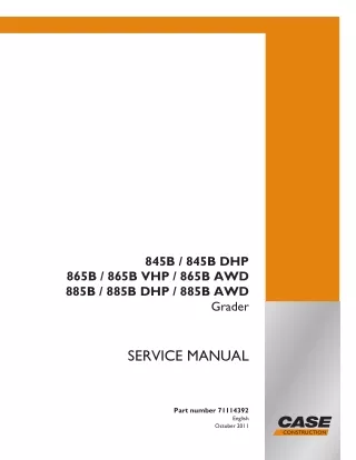 CASE 845B  845B DHP Motor Grader Service Repair Manual Instant Download