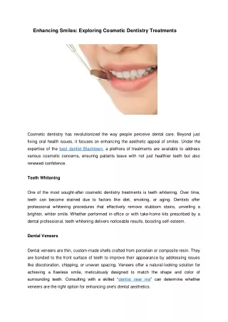 Enhancing Smiles Exploring Cosmetic Dentistry Treatments