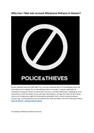 Police & Thieves - denver marijuana delivery