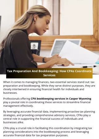 Tax Preparation And Bookkeeping: How CPAs Coordinate Services